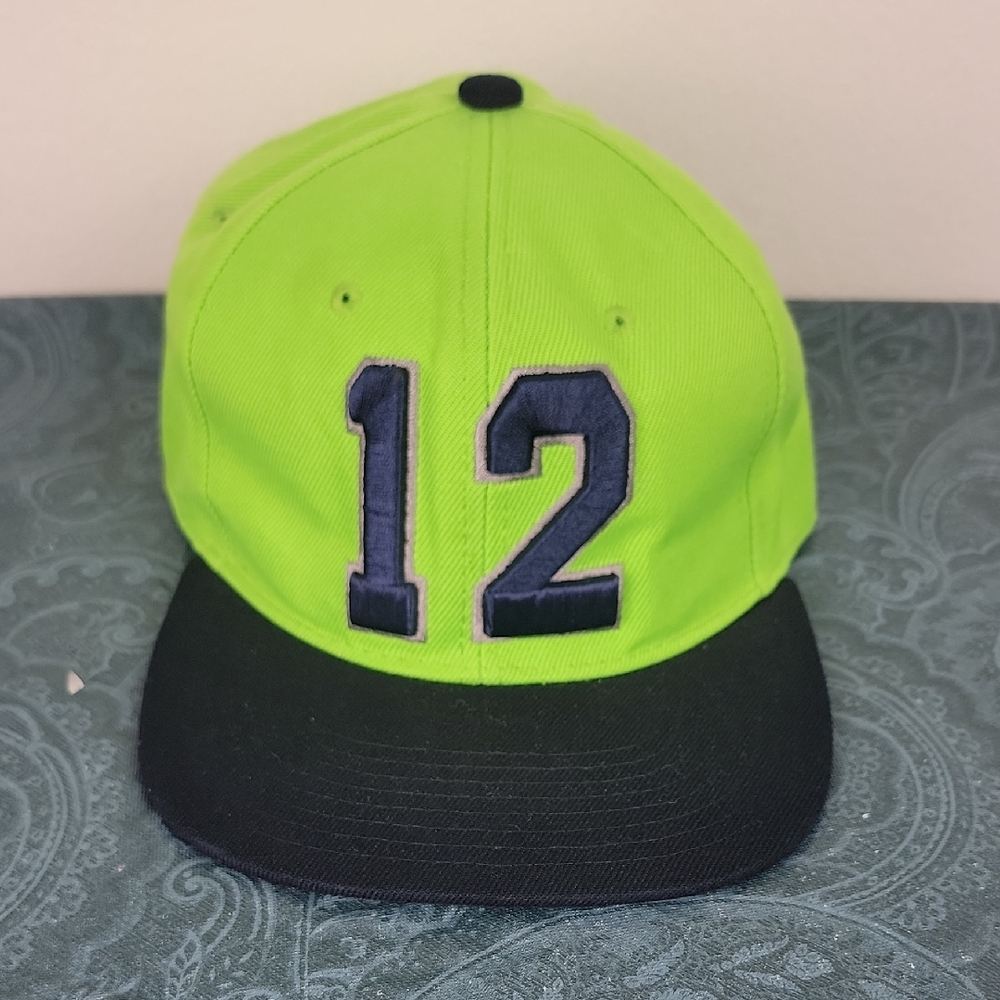 Seahawks Lime Green & Blue Embroidered 12 Baseball Asjuatable Snapback Cap